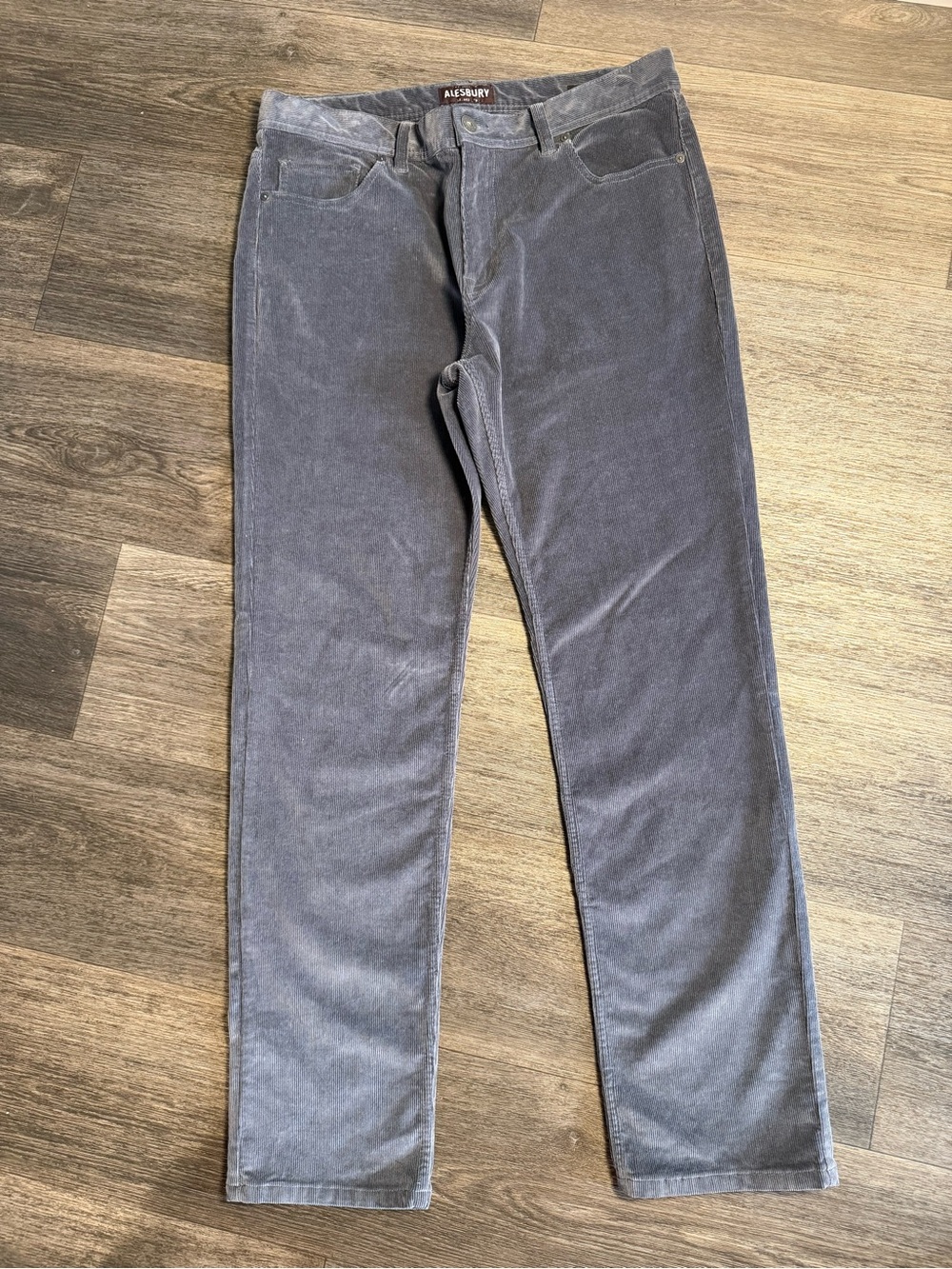 Alesbury Men's Slate Gray Corduroy Pants - Slim Casual